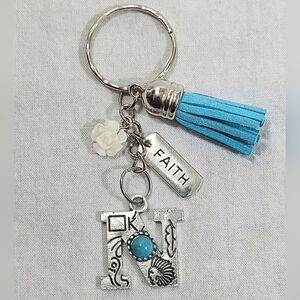 Initial letter N keychain bag charm keyring